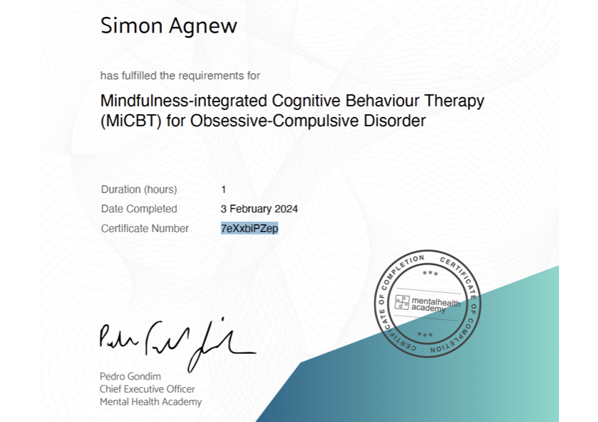 MindCBT OCD Certification